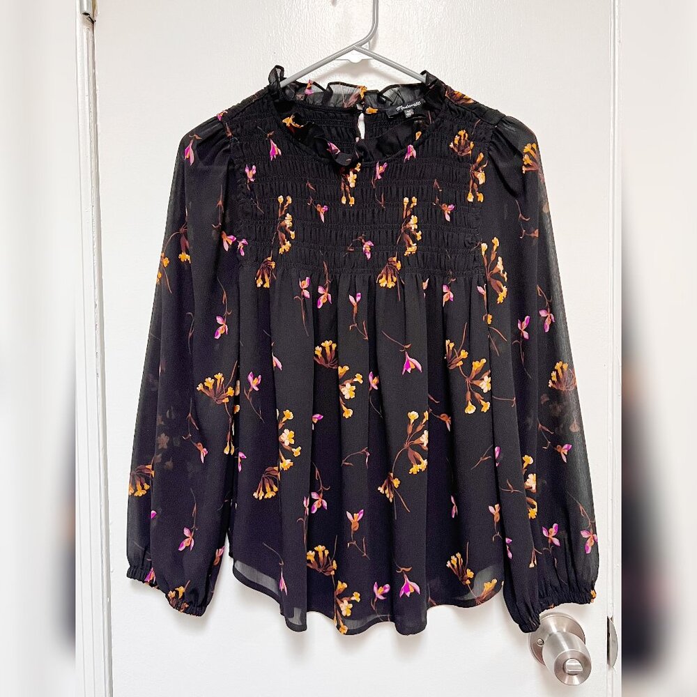Madewell Mock Neck Floral Blouse Size XS